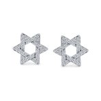 Bat Mitzva Gift Judaic Pave CZ Star Of David Stud Earrings .925 Sterling Silver - Image 2