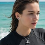 Nautical Sand Dollar Starfish Seashell Necklace & Earrings Set Sterling Silver - Image 2