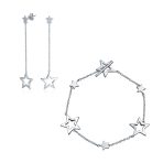 Jewelry Set Celestial Stars Rock Star Bracelet and Earrings Silver Toggle Clasp