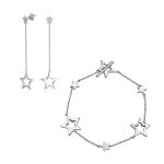 Jewelry Set Celestial Stars Rock Star Bracelet and Earrings Silver Toggle Clasp