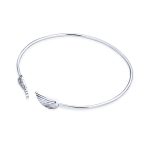 Delicate Angel Wing Feather Cuff Bracelet & Stud Earrings Set Sterling Silver - Image 2