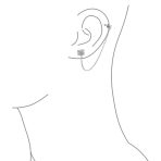 Geometric Pyramid Chain Ear Cuff Cartilage Wrap Earring Pave CZ Stud Set Silver - Image 2