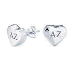 Romantic Love Simple Puff Heart Shaped Stud Earrings .925 Sterling Silver - Image 3