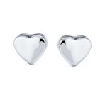 Romantic Love Simple Puff Heart Shaped Stud Earrings .925 Sterling Silver - Image 2