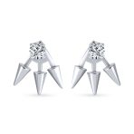 Goth Spike Arrow Earring Jacket with CZ Black 14k Gold Plated Sterling Silver - Image 3