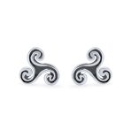 Set of 2 Ancient Celtic Triskele Stud Earrings in Oxidized Sterling Silver - Image 4