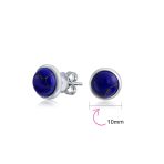 Turquoise Bezel Set Round Dome Button Stud Earrings Gold Plated Sterling Silver - Image 21