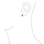 Turquoise Bezel Set Round Dome Button Stud Earrings Gold Plated Sterling Silver - Image 14