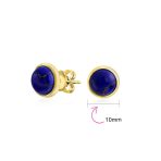 Turquoise Bezel Set Round Dome Button Stud Earrings Gold Plated Sterling Silver - Image 22