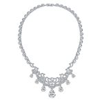 Estate Jewelry Art Deco Style CZ Cubic Zirconia Dangling Teardrops Statement Collar Necklace