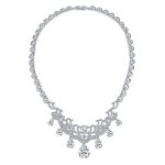 Estate Jewelry Art Deco Style CZ Cubic Zirconia Dangling Teardrops Statement Collar Necklace