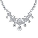 Estate Jewelry Art Deco Style CZ Cubic Zirconia Dangling Teardrops Statement Collar Necklace - Image 4