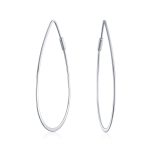 Endless Lightweight Thin Oval Shape Big Hoop Earrings Gold Plated .925 Sterling Silver 2 Inch - Image 2