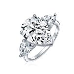 7CT Yellow CZ Cubic Zirconia Teardrop Engagement Statement Engagement Ring Side Stones Sterling Silver