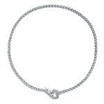 Romantic Bridal Heart Design CZ Cubic Zirconia Bezel Set Tennis Necklace Collar