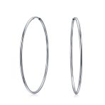 Thin Minimalist Hoop Huggie Earrings Sterling Silver Various Sizes - Image 4