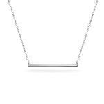 Minimalist Horizontal Name Plate Sideways Bar Pendant Necklace Sterling Silver