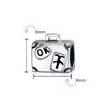 Set of 2 Vacation Travel Suitcase Luggage & Egyptian Pyramid Charm Bead Silver - Image 4