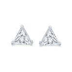 Set of 2 Triangle Clear Cubic Zirconia Stud Earrings Gold Plated Silver 10MM - Image 7