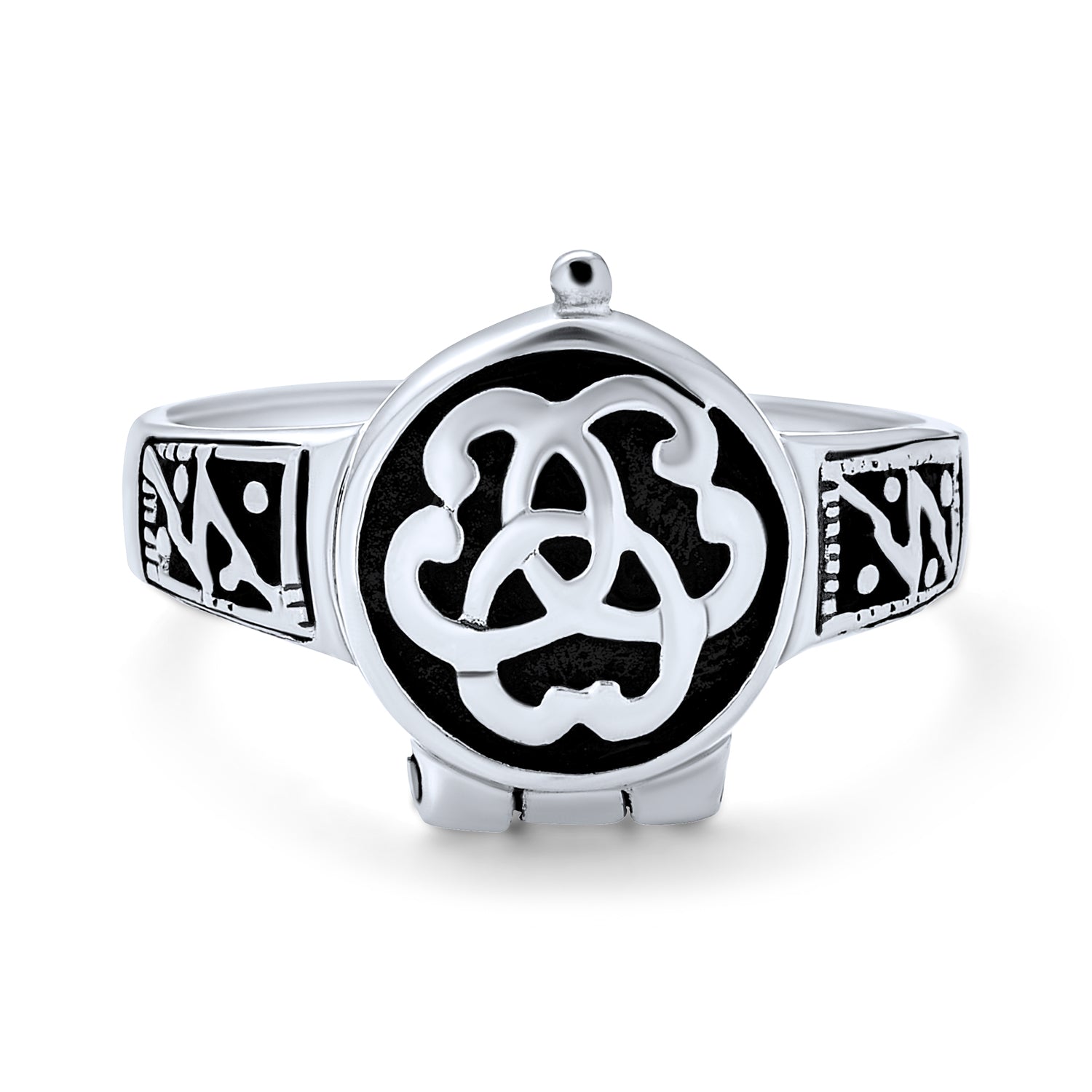 silver-triquerta-celtic-ring-knot-locket-poison_sstr-rp10033_1 Triquetra Celtic Knot Trinity Signet Poison Ring for Men Oxidized Silver - Image 1