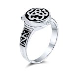 Triquetra Celtic Knot Trinity Signet Poison Ring for Men Oxidized Silver - Image 3