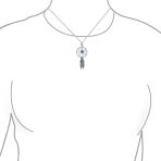 Western Boho Turquoise Feather Dream Catcher Pendant Necklace Sterling Silver - Image 2
