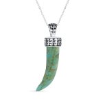 Tooth Amulet Onyx Howlite Turquoise Cornicello Italian Horn Pendant Necklace