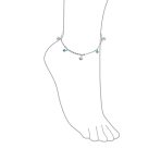 Nautical Charm Anklet Ankle Bracelet Turquoise Clam Seashell Sterling Silver - Image 3