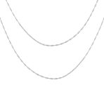 Set of 2 Thin 1.5MM Sterling Silver Singapore Rope Chain Necklace 20 & 24 Inch - Image 2