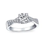 2CT Solitaire Pave CZ Cubic Zirconia Infinity Engagement Ring .925 Sterling Silver