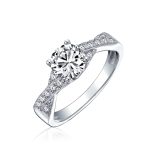 2CT Solitaire Pave CZ Cubic Zirconia Infinity Engagement Ring .925 Sterling Silver - Image 2