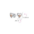 Romantic Petite Two-Toned Double Heart Stud Earrings, Rose Gold Sterling Silver - Image 4