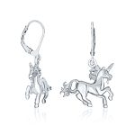 Pegasus Horse Mythical Magical Unicorn Dangle Earrings Leverback .925 Sterling Silver