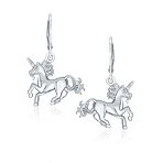 Pegasus Horse Mythical Magical Unicorn Dangle Earrings Leverback .925 Sterling Silver - Image 2