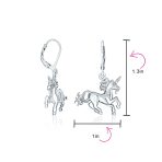 Pegasus Horse Mythical Magical Unicorn Dangle Earrings Leverback .925 Sterling Silver - Image 4