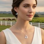 Pegasus Unicorn Crescent Moon Necklace & Dangle Earrings Set Sterling Silver - Image 2