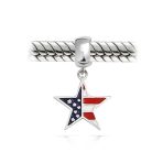 Patriotic Flag Star Dangle Charm Bead Sterling Silver for European Bracelet - Image 4