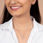 Minimalist Vertical Bar Necklace Pendant Solid .925 Sterling Silver - Image 3