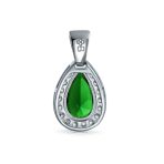 5CT Solitaire Teardrop Halo Cubic Zirconia CZ Pendant Necklace Silver Plated - Image 7