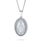 Traditional Christian Our Lady Of Guadalupe Virgin Mary Pendant Necklace Silver