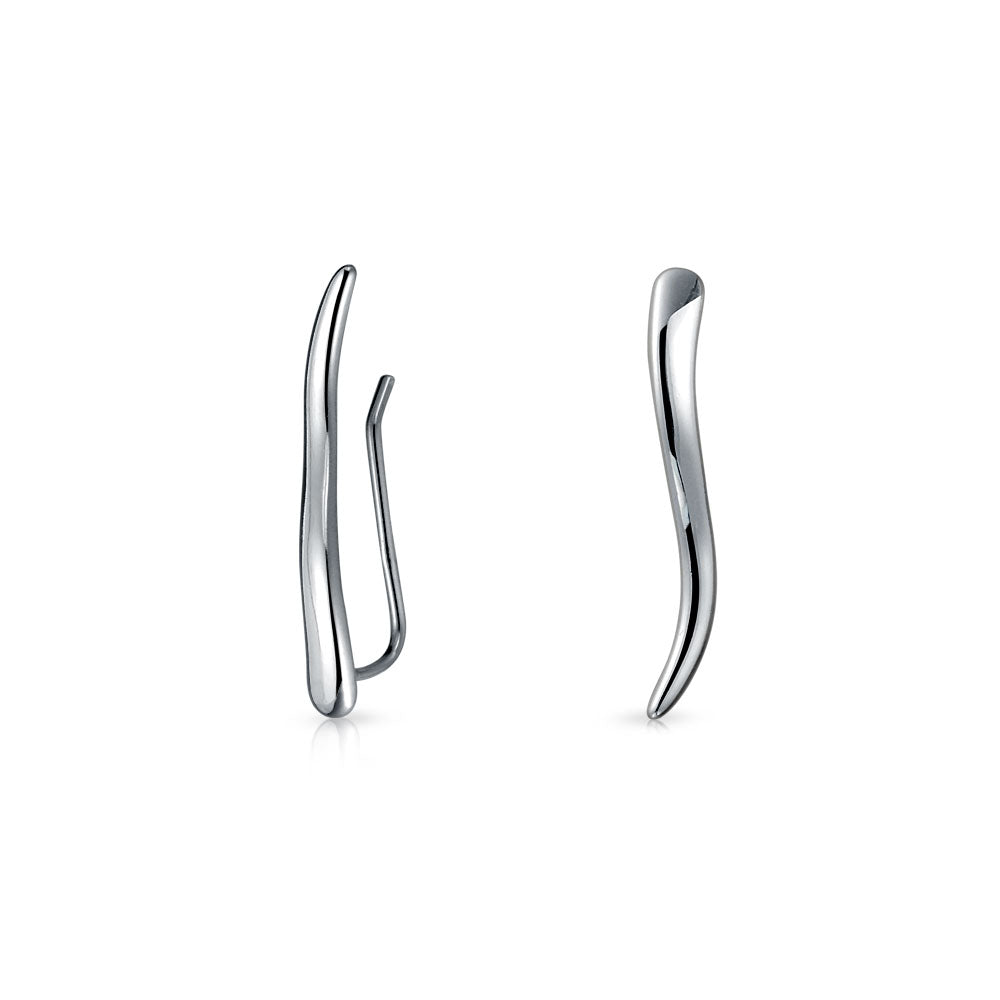 silver-wave-ear-climber-pfs-12-6060-az Minimalist Geometric Ear Cuff Cartilage Earrings 14K Gold Plated Sterling Silver - Image 1