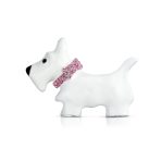 Large Statement Blue or Pink Crystal Dog Brooche Pin Silver Tone 1.3 Inch - Image 3