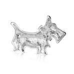Large Statement Blue or Pink Crystal Dog Brooche Pin Silver Tone 1.3 Inch - Image 6