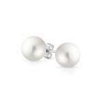 Simulated White Pearl Infinity Cross Necklace & Pearl Stud Earrings Jewelry Set Sterling Silver - Image 5