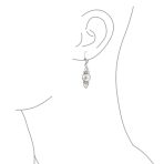 Bridal Crystal Simulated Pearl Dangle Earrings Pink Grey - Image 5