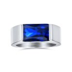 Modern Design 4CTW Blue Emerald Cut CZ Statement Ring Stainless Steel - Image 4
