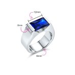 Modern Design 4CTW Blue Emerald Cut CZ Statement Ring Stainless Steel - Image 6