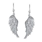 Heavenly Angel Wing Dangle Chandelier Earrings with CZ Pave in Sterling Silver - Image 3