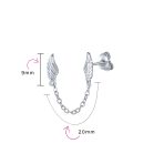 Set of 2 Angel Wing Feather Stud Earrings Chain Sterling Silver Double Piercing - Image 4