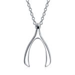 Graduation Charm Good Luck Wishbone Pendant Necklace .925 Sterling Silver